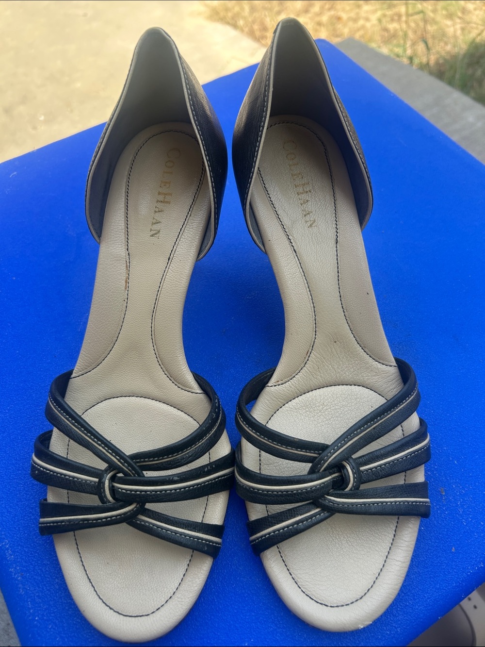 Cole Haan Navy Knot-Strap D'Orsay Heels